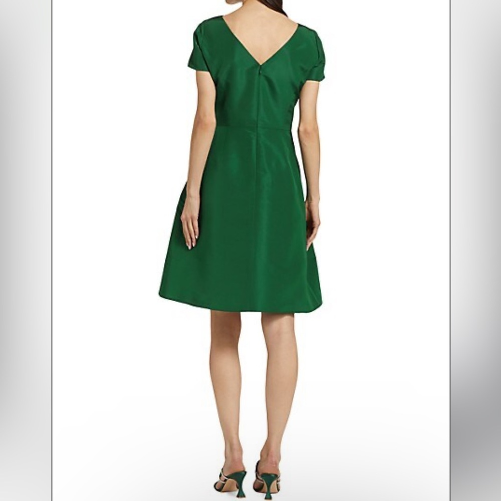 Carolina Herrera Chalet Bateau Neck Silk Faille Dress Size 14 NWT - Picture 3 of 10